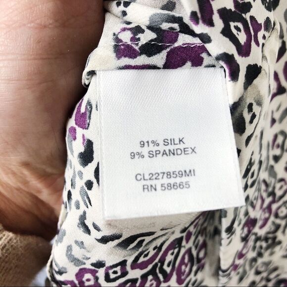 Classifies Entier Silk Purple Leopard Print Blouse - Picture 6 of 7